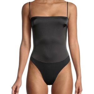 WeWoreWhat/ Danielle Bernstein strappy silk bodysuit